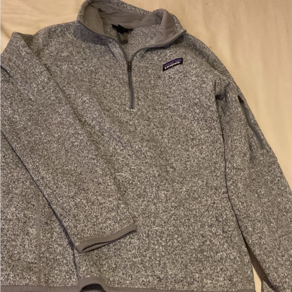 Patagonia Gray Zip Up Sweater with Textured Knit